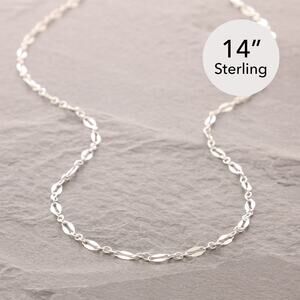 14" Sterling Silver Mirror Chain Necklace, sparkling, silver choker, 41-33s